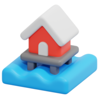 stilt house 3d render icon illustration png