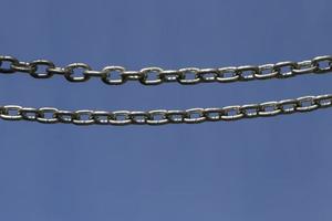 two chains hanging against blue sky photo