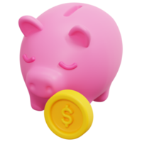 piggy bank 3d render icon illustration png