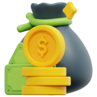 money 3d render icon illustration png