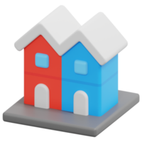 terraced house 3d render icon illustration png