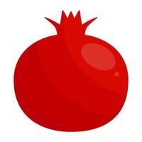 Cartoon Simple Flat Vector Red Pomegranate