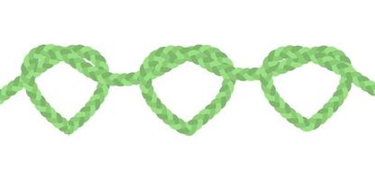 Green braided rope interlaced hearts vector brush