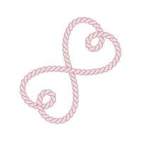 Red rope heart celtic knot with bristles on a white background vector. Overlapping lasso love hearts logo. vector