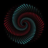 Cyan and red dotted spiral vortex circle vector