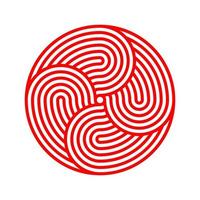 Red mobius op art spiral lines shape logo vector. Optical illusion abstract art. Motion circle element. vector
