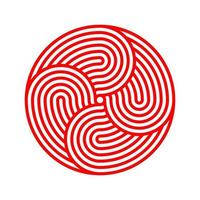 Red mobius op art spiral lines shape logo vector. Optical illusion abstract art. Motion circle element. vector