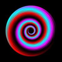 Pink, cyan, and red gradient swirl pattern logo vector template. Optical illusion spiral vortex.