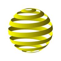 3d yellow gradient globe spiral logo vector template