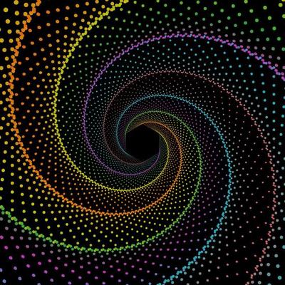 Colorful dotted spiral vortex waves vector background