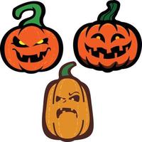 ilustración de 3 Víspera de Todos los Santos calabaza cabezas vector