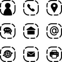 Illustration of Business Calling Card Icons in Rounded Squares vector