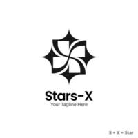 Initial letter logo XS with stars. Letter XS or SX with star logo design. letter XS company Logo. vector