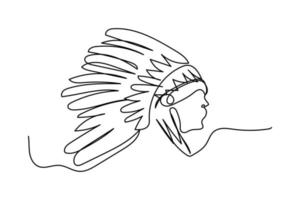 vector illustration of a single continuous line of the Dayak tribe, apace