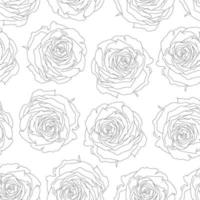 Seamless pattern of roses illustration in line art style. vector