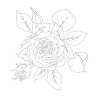 Composition of roses vector illustration line art