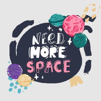 horizontal space background with abstract shape and planets. Web design. space exploring. vector illustration,