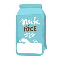 Rice milk vector. Bottle Oat milk. Oat milk cartoon on white background. Rice seed vector.