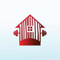 wood buildings Cross Fit gym equipment logo vector design
