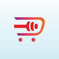 Electronic shopping cart vector logo design with fitness icon