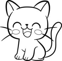 vector meow. Cute cartoon kitten. Black and white line drawing for children's coloring books