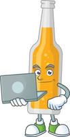 Cartoon character of bottle of beer vector