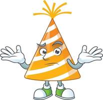Cartoon character of yellow party hat vector