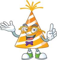 Cartoon character of yellow party hat vector