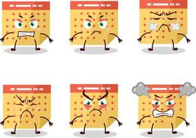 Calendar cartoon character with various angry expressions vector