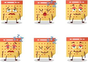 Cartoon character of calendar with sleepy expression vector