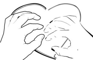two hands with a heart vector
