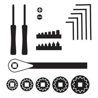 tool set with sockets allen wrenches and screwdrivers vector