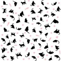 vector cat silhouettes seamless pattern design illustration on white background flat style