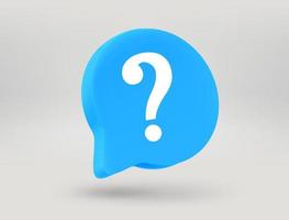 Speech bubble with question sign. 3d vector illustration