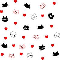 vector of happy cats seamless pattern. flat color design illustration. isolated on white background.