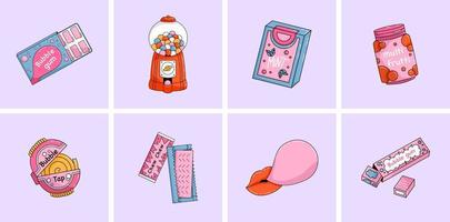 Set of Cartoon bubble gum vector