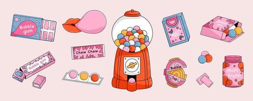 Set of Cartoon bubble gum vector