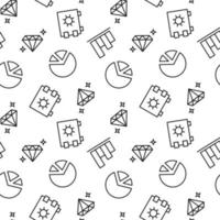 Seamless vector monochrome pattern of safe, diamond, gem, pie chart for covers, shops, wrappers, sites, apps