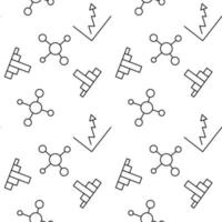 Seamless pattern of map, progress bar, growth chart is made of line icons vector