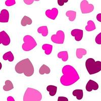 Vivid seamless pattern of pink and purple hearts. Suitable for printing on textile, fabric, wallpapers, postcards, wrappers vector