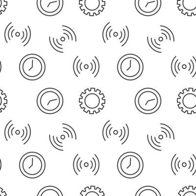 Monochrome vector seamless pattern of gear, cogwheel, internet for web sites and polygraphy