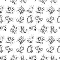 Seamless monochrome repeating pattern of moped, train, airplane vector