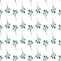 Vector seamless pattern of green plant on white background