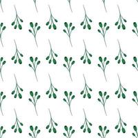 Vector seamless pattern of green plant on white background