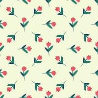 Vector seamless pattern of red flower with dark green petals. Suitable for web sites, textile, fabric, wallpapers