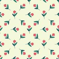 Vector seamless pattern of red flower with dark green petals. Suitable for web sites, textile, fabric, wallpapers