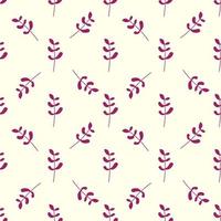 Seamless vector repeating pattern of dark violet plant on light beige background