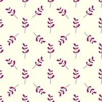 Seamless vector repeating pattern of dark violet plant on light beige background