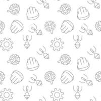 Vector seamless pattern of gears and construction worker is made of various element