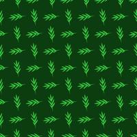 Vector seamless pattern of vivid green plant on dark green background